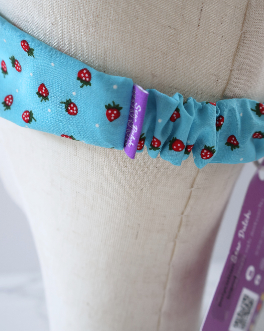 Retro Knotted Headband Strawberry Blue