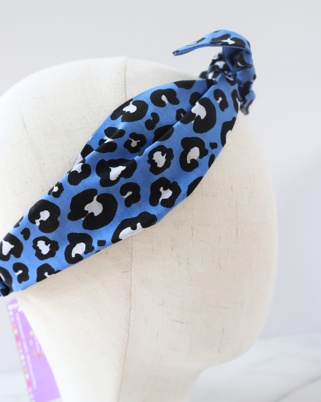 Retro Knotted Headband Leopard Blue