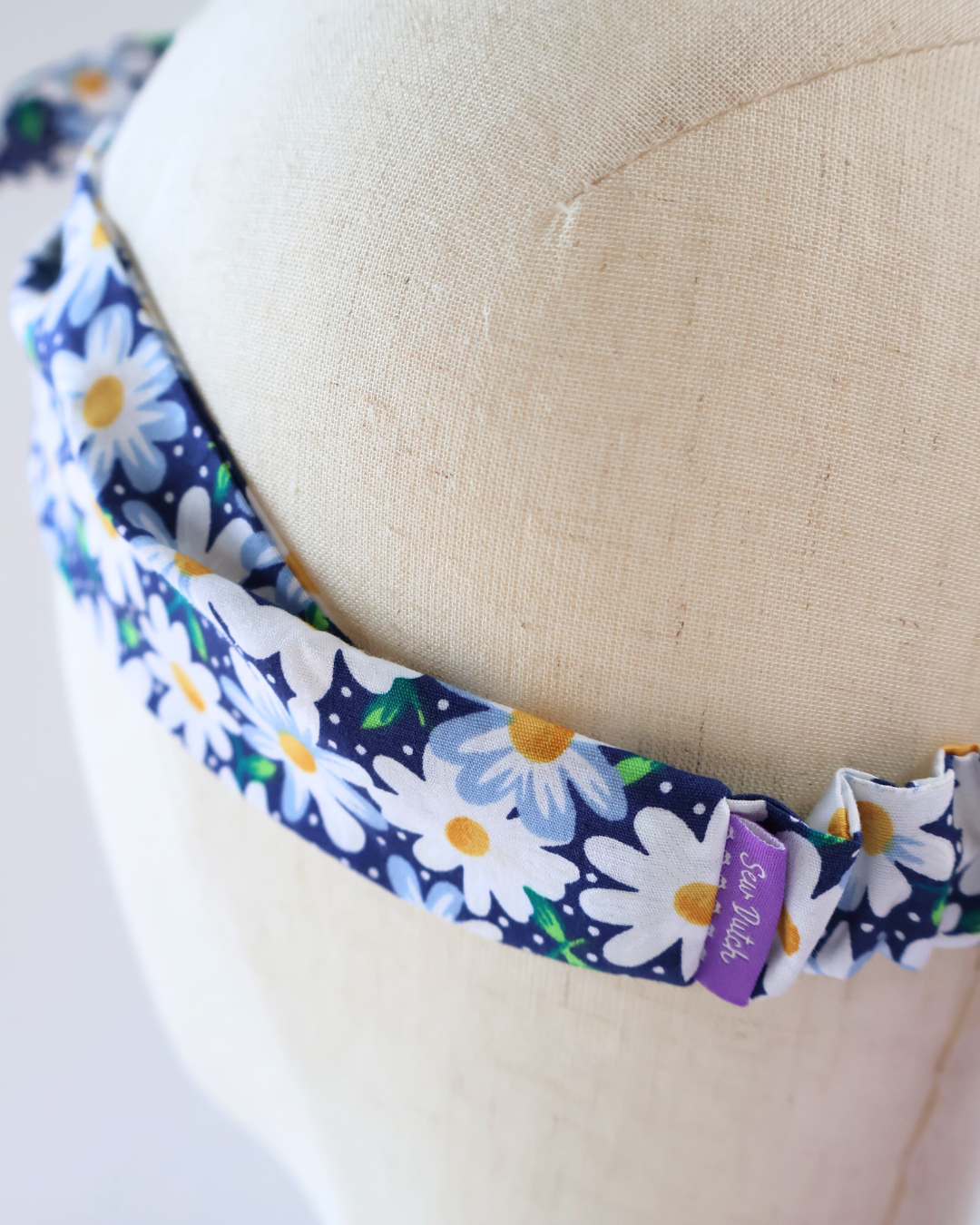 Retro Knotted Headband Daisy Navy