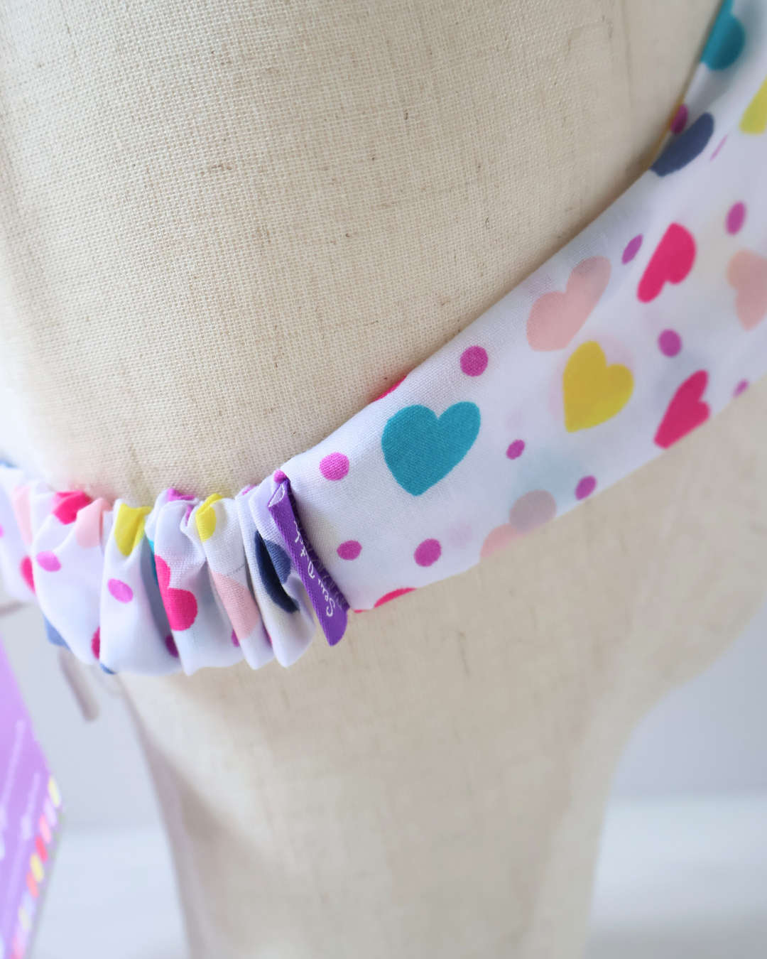 Retro Knotted Headband Multi Hearts White