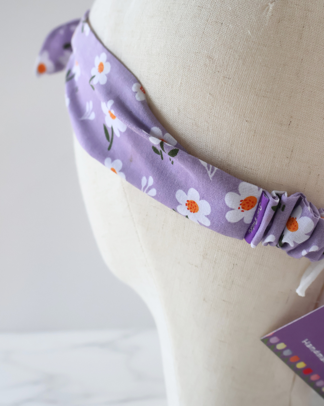 Retro Knotted Headband Large Daisy Lilac