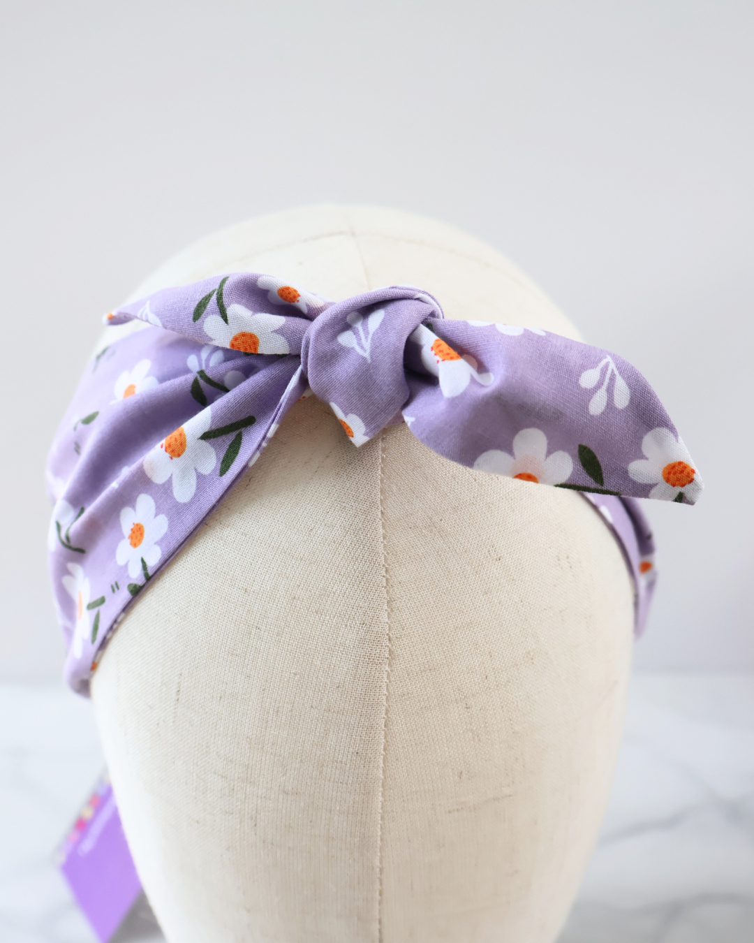 Retro Knotted Headband Large Daisy Lilac