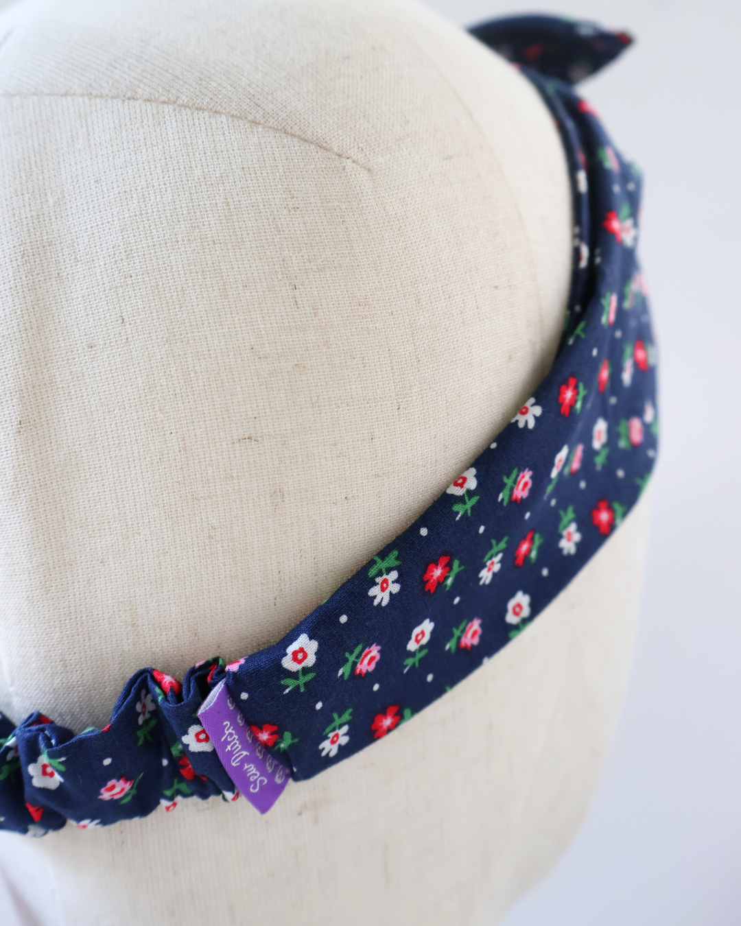 Retro Knotted Headband Floral Navy
