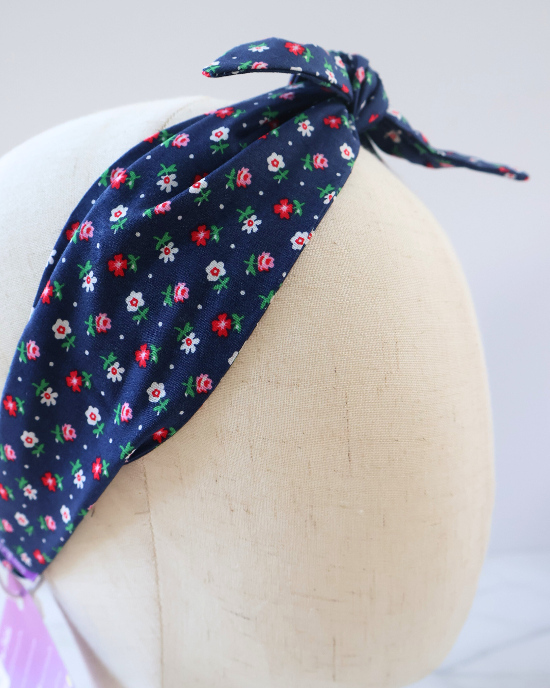 Retro Knotted Headband Floral Navy