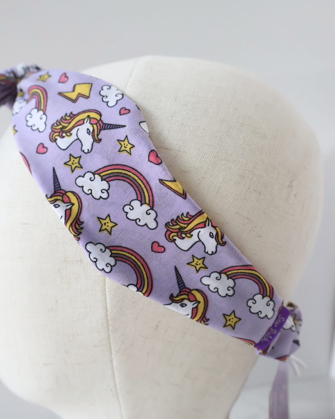 Retro Knotted Headband Lilac Unicorn