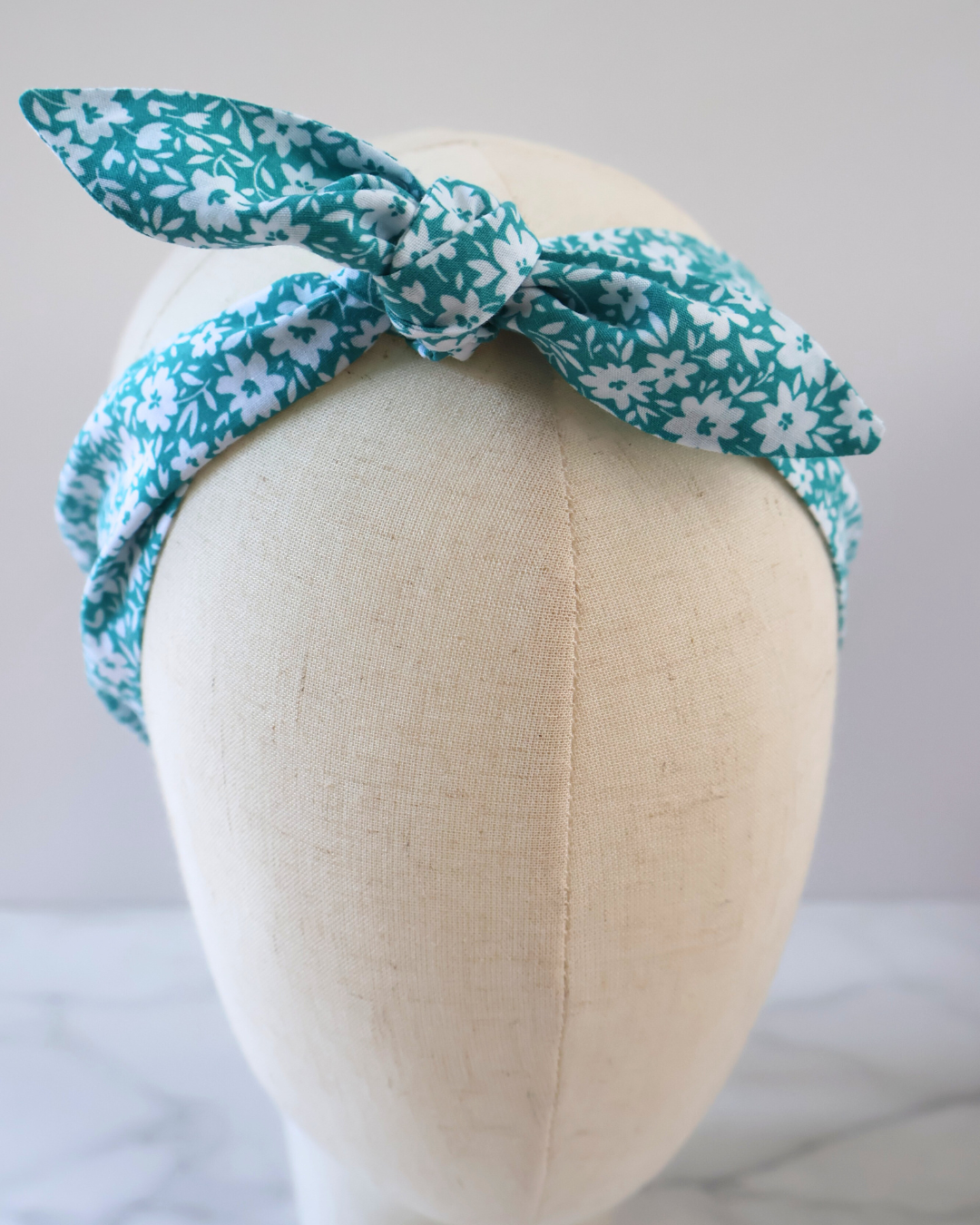 Retro Knotted Headband Floral Ditsy Turquoise