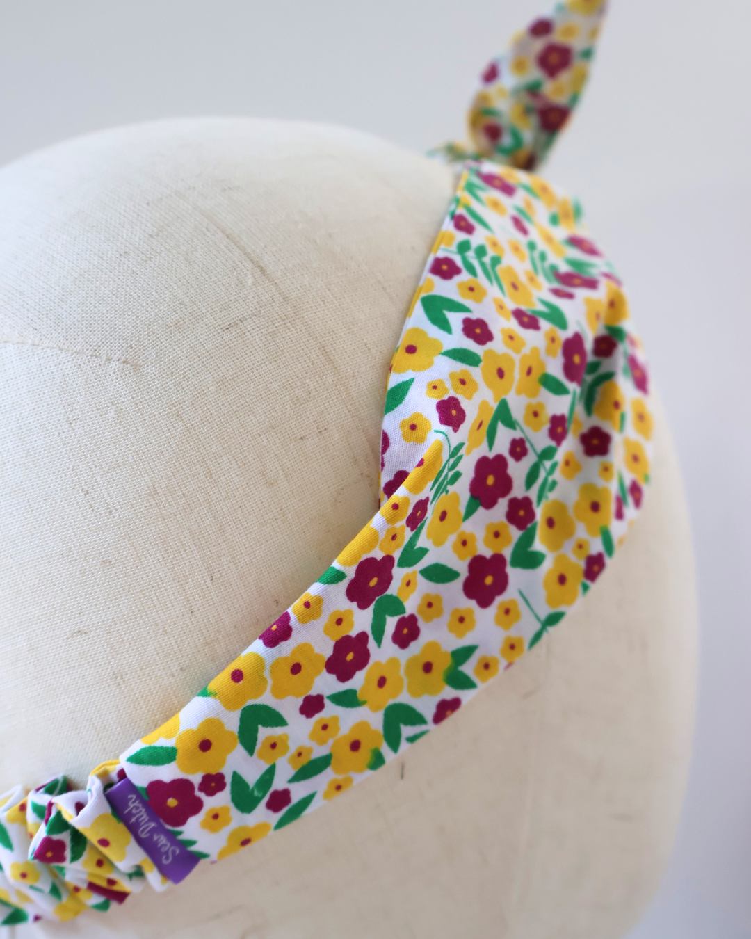 Retro Knotted Headband Florals Purple & Yellow
