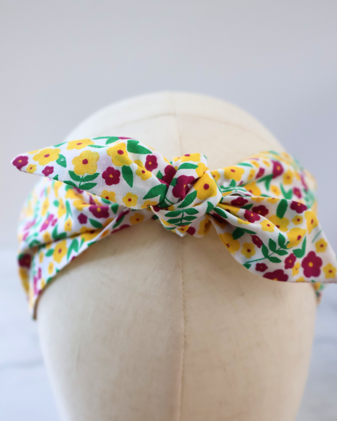 Retro Knotted Headband Florals Purple & Yellow