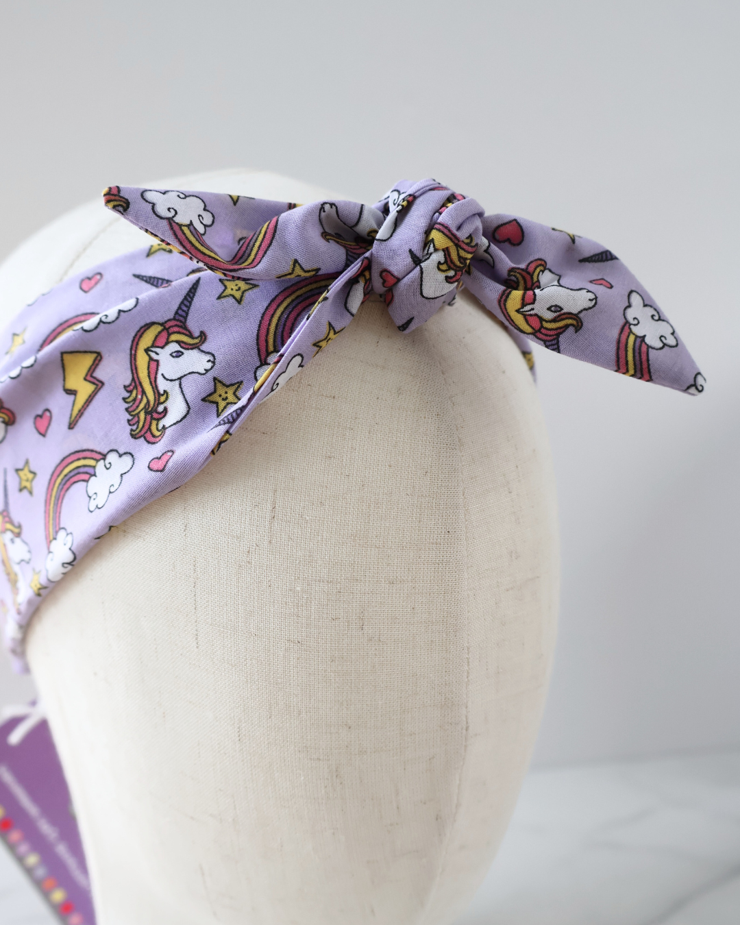 Retro Knotted Headband Lilac Unicorn