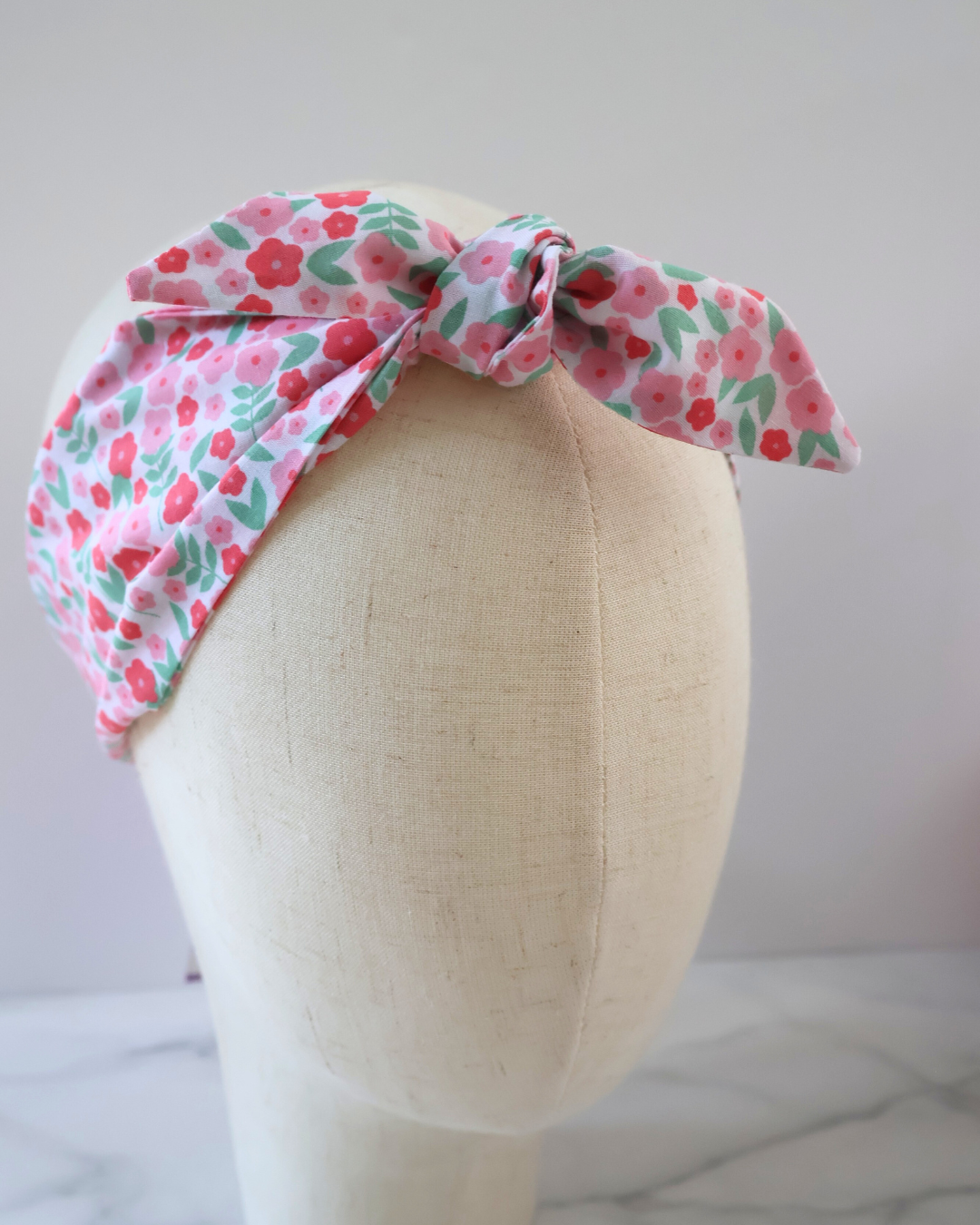 Retro Knotted Headband Florals Pink