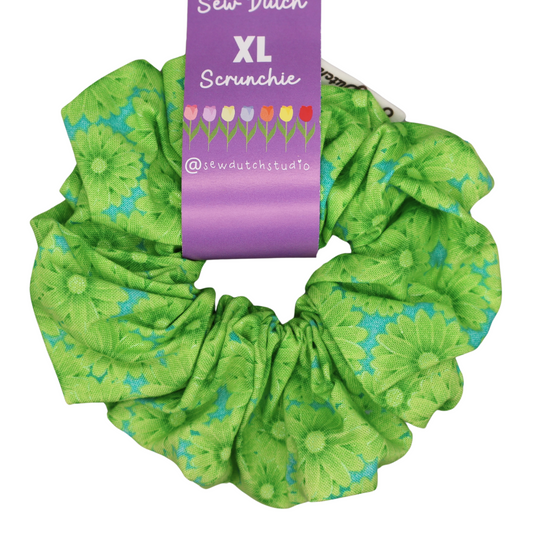 XL green daisy scrunchie