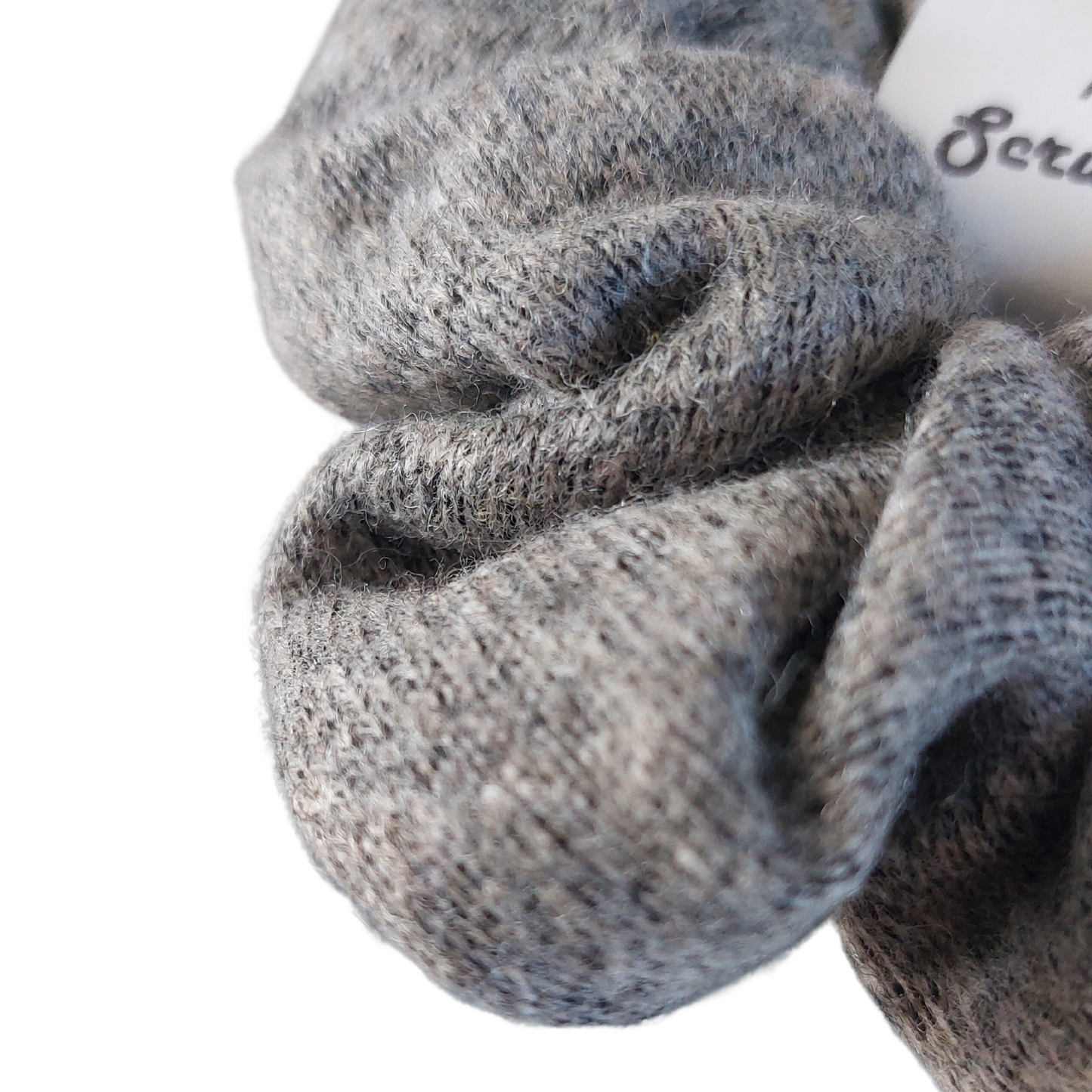 Mini scrunchie grey wool knitted