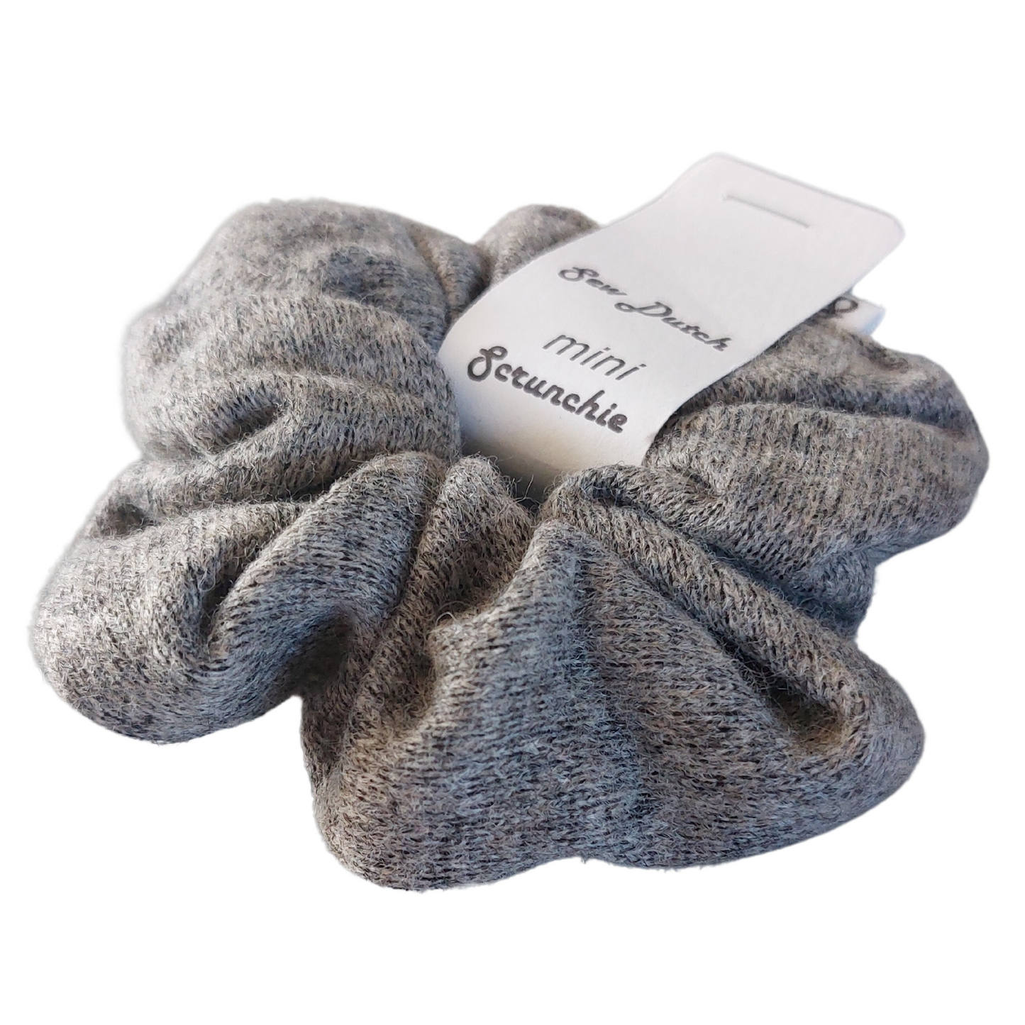 Mini scrunchie grey wool knitted